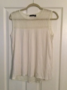 Tank Top Blouse Sheer Sz M Peach G018 APT 9 Sleeveless Lace Trim - Picture 1 of 3