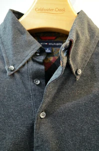 Tommy Hilfiger Knit Shirt Button long sleeve collar casual top grey Mens M NEW - Picture 1 of 6