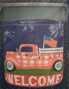 Trash Can Cover Decorative Patriotic Truck 24inch W X 22inch L Fits Most Barrels - Picture 1 of 3