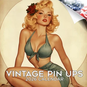 Calendario de Pared PIN UPS VINTAGE 2026 Sexy Modelos Regalo Oficina Hombre Cueva Coche Garaje - Imagen 1 de 2