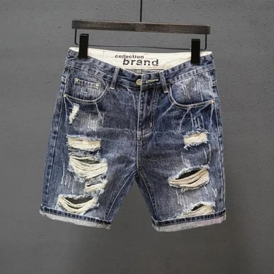 Pantalones Cortos Vaqueros Mezclilla De Verano Para Hombres Moda Casual Bermudas Foto 1 de 4