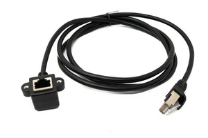 LAN Kabel 150 cm 8P8C Buchse zu RJ45 Stecker Winkel Schraube Adapter in Schwarz - Afbeelding 1 van 4