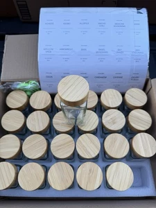 Spice Jars with Label 24pcs Seasoning Containers, Glass Spice Jars Bamboo Lids - Picture 1 of 5