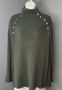 G.I.L.I. got it love it Womens Size Sweater Sz 2XL Cape Poncho Buttons Green - Foto 1 di 13