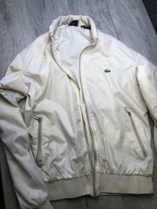 Vtg 70s 80s Lacoste Khaki Windbreaker Zip Jacket Alligator Logo Size M -READ- - Picture 1 of 12