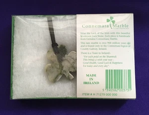 Connemara Marble Shamrock Luck Stone Necklace Ireland NIB - Picture 1 of 5