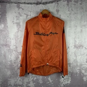 Vintage Bape Bathing Ape Windbreaker Jacket Men’s Y2K Orange Big Logo Size S - Picture 1 of 11