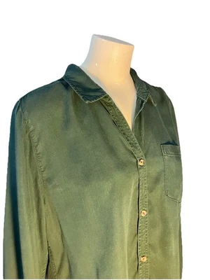 Blusa para mujer Lola River manga larga con botones verde cazador alta talla L Foto 1 de 4
