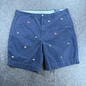 Polo Ralph Lauren Mens Navy Embroidered Flag Stretch Classic Fit Shorts Size 40 - Picture 1 of 10