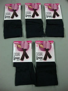 Calze pantaloni donna nuove con etichette L'eggs casual testurizzate nere taglia unica 5 paia #57 - Foto 1 di 2
