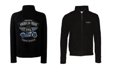 ORIGINAL ROADBREAKER STYLE Sweatshirtjacke Schwarz Biker V Twin Bobber-&Motorradmotiv Modell Flatty Blue