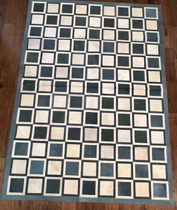 100% Custom Cowhide Leather Rug 6' x 8' 7". Showroom samples. Cream and Blue - Picture 1 of 3