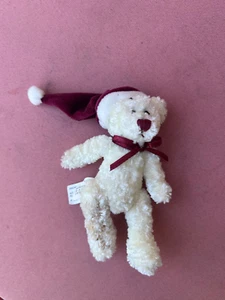 Ganz ITTY BITTY CHRISTMAS LOVES Bear 2001 Mini Plush Cream Red Santa Hat 5 Inch - Picture 1 of 2