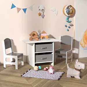 Kinder Tisch und 2 Stühle Set Aufbewahrung Kinder Lernen Essen Aktivität Möbel - Bild 1 von 5