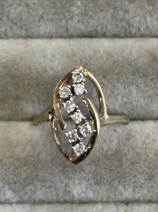 10K Solid Yellow Gold .25tcw Natural Diamond Accent Swirl Ring Size 5.5, 3grams - Picture 1 of 10