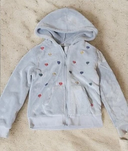 Graue Jacke Mädchen Größe 7/8 mit bunten Herzen - Bild 1 von 5