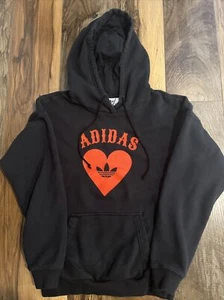 Adidas Heart shape logo hoodie- Black/Red (Kids size Small 10) loose/baggie fit - Picture 1 of 9