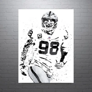 Impresión deportiva Maxx Crosby Las Vegas Raiders, Man Cave - Imagen 1 de 5