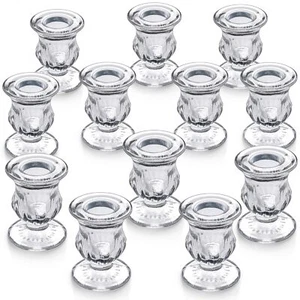 Candlestick Holders Set of 12-2.5" H Taper Candle Holders Bulk - Clear Glass ... - Picture 1 of 8