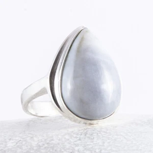 Wunderschöner Silberring, Owyhee Opal aus Oregon, Siegel, Tropfen, Gr. 60 - Bild 1 von 4