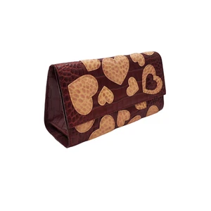 Brighton Red Pink Leather Hearts Clutch with Mirror Valentine's Day C224681 - Picture 1 of 11