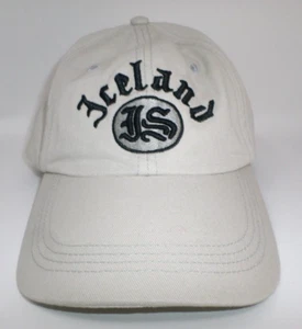 Iceland IS Hat Beige with Black Embroidery Strapback with Buckle Cotton OSFA - Picture 1 of 7