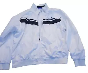 Reebok Classic Vintage Windbreaker Jacket Mens 110 White Black Full Zip 90s - Picture 1 of 13
