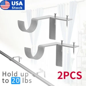 2PCS Metal Single Hang Curtain Rod Holders Bracket Into Window Frame Rod Bracket - Picture 1 of 12