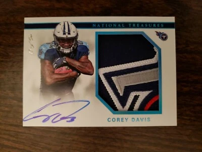 2017 Corey Davis National Treasures Rookie Auto RPA True 1/1 RC 4 Color Patch - Image 1 of 4
