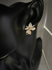 gold toned white flower studded earrings