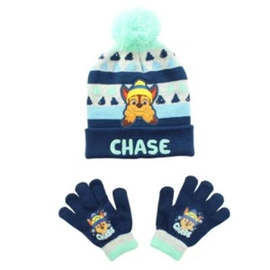 Paw Patrol Chase niños niños otoño invierno gorro pompón guantes 52-54 - Imagen 1 de 3