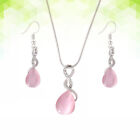 Ensemble de bijoux de mariage en cristal rose pour femmes - collier et boucles d'oreilles