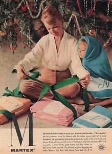 1959 Martex Towels Vintage Print Ad Christmas Tree Gift Monogram Bath 50s Pink - Picture 1 of 1