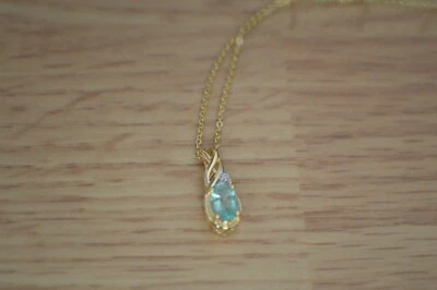 Подвеска в виде эфиопского изумруда/циркона 0,42 карата цепочка 14 карат из чистого серебра - Изображение 1 из 4