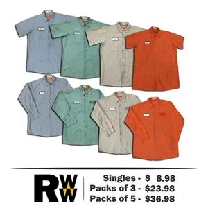 Red Kap Work Shirts 2 Pocket Light Colors Short & Long Sleeve Men's Uniform - Picture 1 of 12