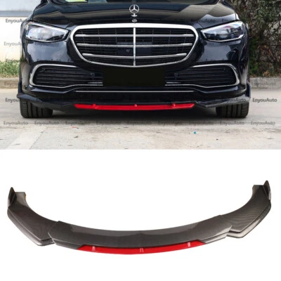 For Mercedes-Benz S450 S500 Front Bumper Lip Spoiler Splitter Carbon Fiber Red Foto 1 de 4