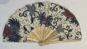 Fan Hand Bamboo Cloth White Handmade Indonesia New Avenico Summer Fashion #7 - Picture 1 of 24