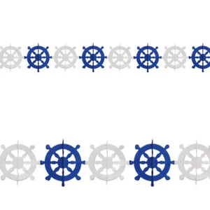 (1m=0,93 EUR), Girlande, Ruder, blau-weiß, 3m., Maritim, Meer, Beachparty, Gebur - Bild 1 von 1