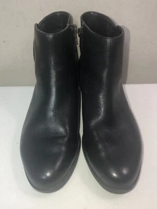 WOMEN'S ALFANI AAVIA STEP N FLEX BLACK LEATHER FASHION ANKLE BOOTS SZ 6 M - Picture 1 of 12