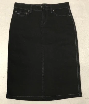 Marc By Marc Jacobs черный эластичной джинсовой ткани синий шов детали карандаш юбка, размер 2 - Изображение 1 из 4