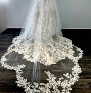 Hochzeit Schleier Spitze Applique Wave Edge Bridal Zubehör Kathedrale Länge - Imagen 1 de 14