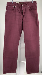 Nudie Jeans Co Mens 33x34 Sleepy Sixten Burgundy Button Fly Jeans