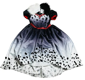 Disguise Disney Cruella De Vil Girl's Faux Fur Dress Costume M 8-10 Halloween - Picture 1 of 12