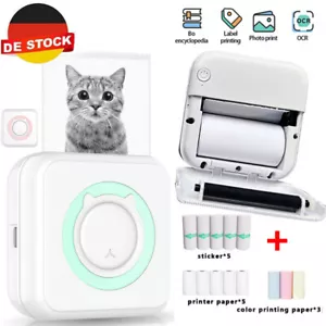 Profi Mini Drucker Pocket Printer für Smartphone Inkless Handy Thermod 13roll DE - Bild 1 von 21