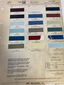 1969 FORD AUTOMOTIVE P.P.G., DITZLER Exterior Paint Color Chip ORIGINAL - Picture 1 of 1