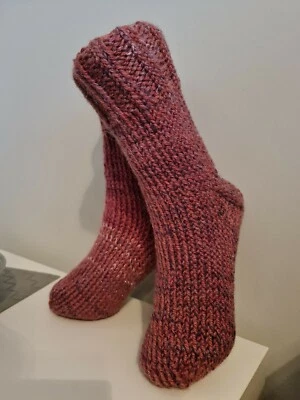 Tejidos a mano calcetines de lana cálida calidad 5-6.5 Reino Unido invierno/calcetines de cama zapatillas 🙂 largos Foto 1 de 4