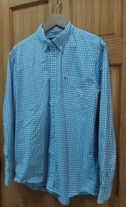 Tommy Hilfiger Classic Fit Long Sleeve Button Up Cotton Large Blue Gingham - Picture 1 of 10
