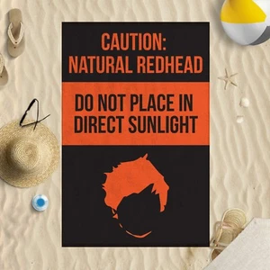 58x39" Caution Natural Redhead No Sunlight Microfibre Beach Towel Ginger Joke - Picture 1 of 2