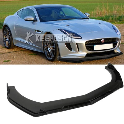 Kit de carrocería de alerón divisor labial parachoques delantero negro brillante para Jaguar F-TYPE XK Foto 1 de 4