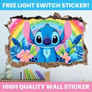 STITCH WALL STICKER ANY NAME DECAL LILO & STITCH DECOR KIDS BEDROOM DECORATION - Picture 1 of 1